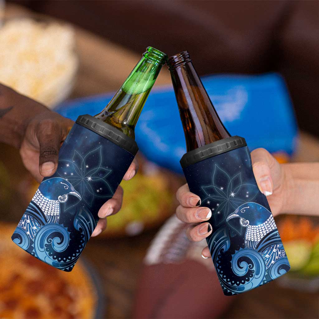New Zealand Matariki 4 in 1 Can Cooler Tumbler Maori Tui Bird Blue Galaxy DT05 - Polynesian Pride