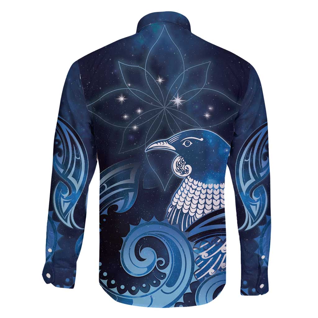 New Zealand Matariki Family Matching Puletasi and Hawaiian Shirt Maori Tui Bird Blue Galaxy DT05 - Polynesian Pride