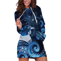 New Zealand Matariki Hoodie Dress Maori Tui Bird Blue Galaxy