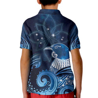 New Zealand Matariki Kid Polo Shirt Maori Tui Bird Blue Galaxy DT05 - Polynesian Pride