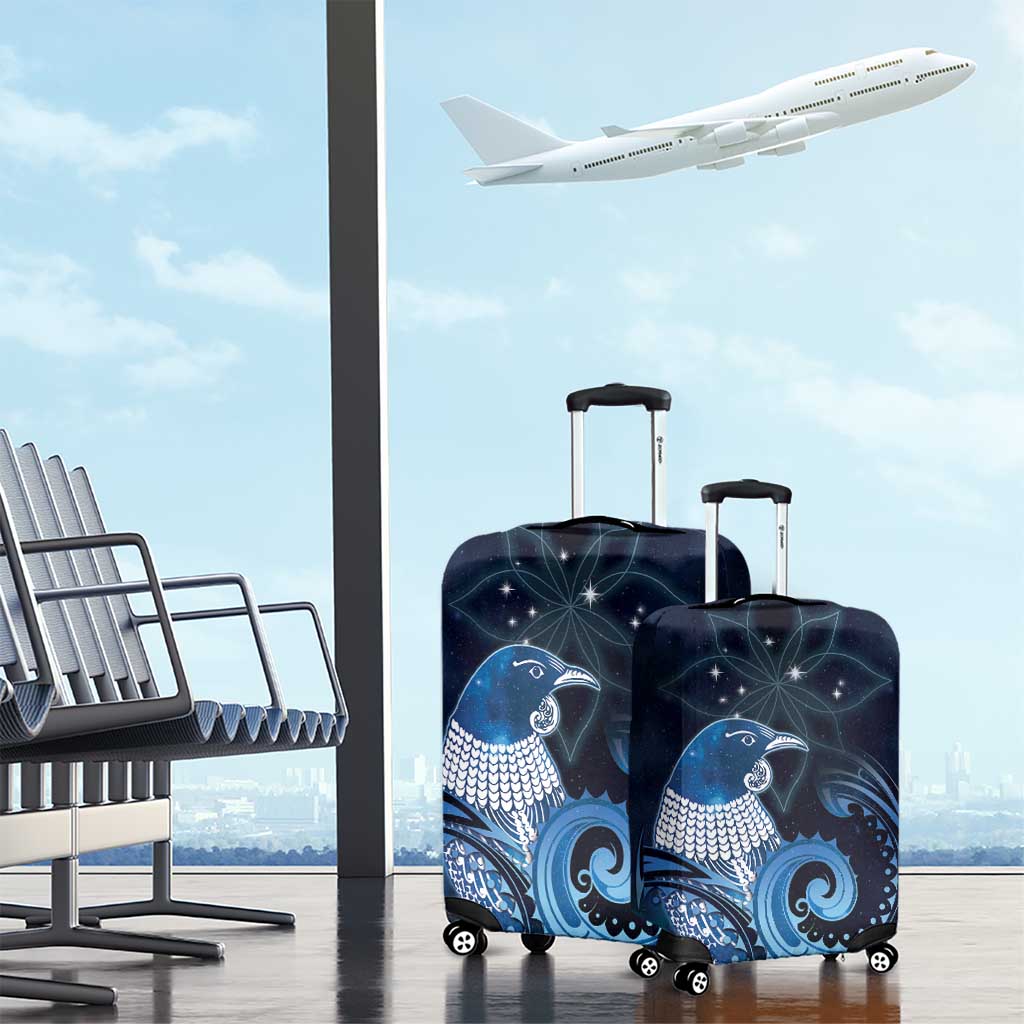 New Zealand Matariki Luggage Cover Maori Tui Bird Blue Galaxy DT05 - Polynesian Pride