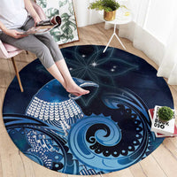 New Zealand Matariki Round Carpet Maori Tui Bird Blue Galaxy DT05 - Polynesian Pride