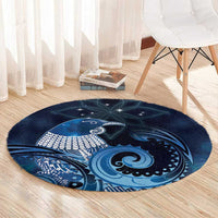New Zealand Matariki Round Carpet Maori Tui Bird Blue Galaxy DT05 - Polynesian Pride