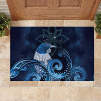 New Zealand Matariki Rubber Doormat Maori Tui Bird Blue Galaxy DT05 Blue - Polynesian Pride