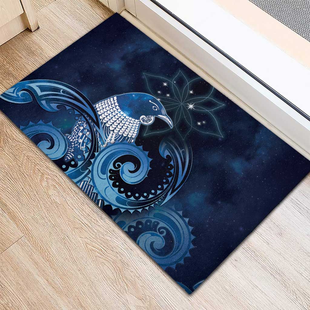 New Zealand Matariki Rubber Doormat Maori Tui Bird Blue Galaxy DT05 - Polynesian Pride