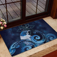 New Zealand Matariki Rubber Doormat Maori Tui Bird Blue Galaxy DT05 - Polynesian Pride