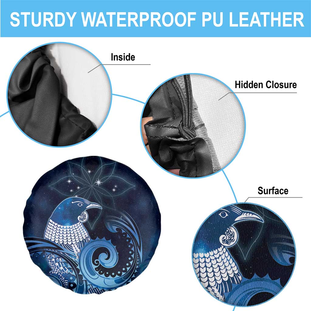 New Zealand Matariki Spare Tire Cover Maori Tui Bird Blue Galaxy DT05 - Polynesian Pride