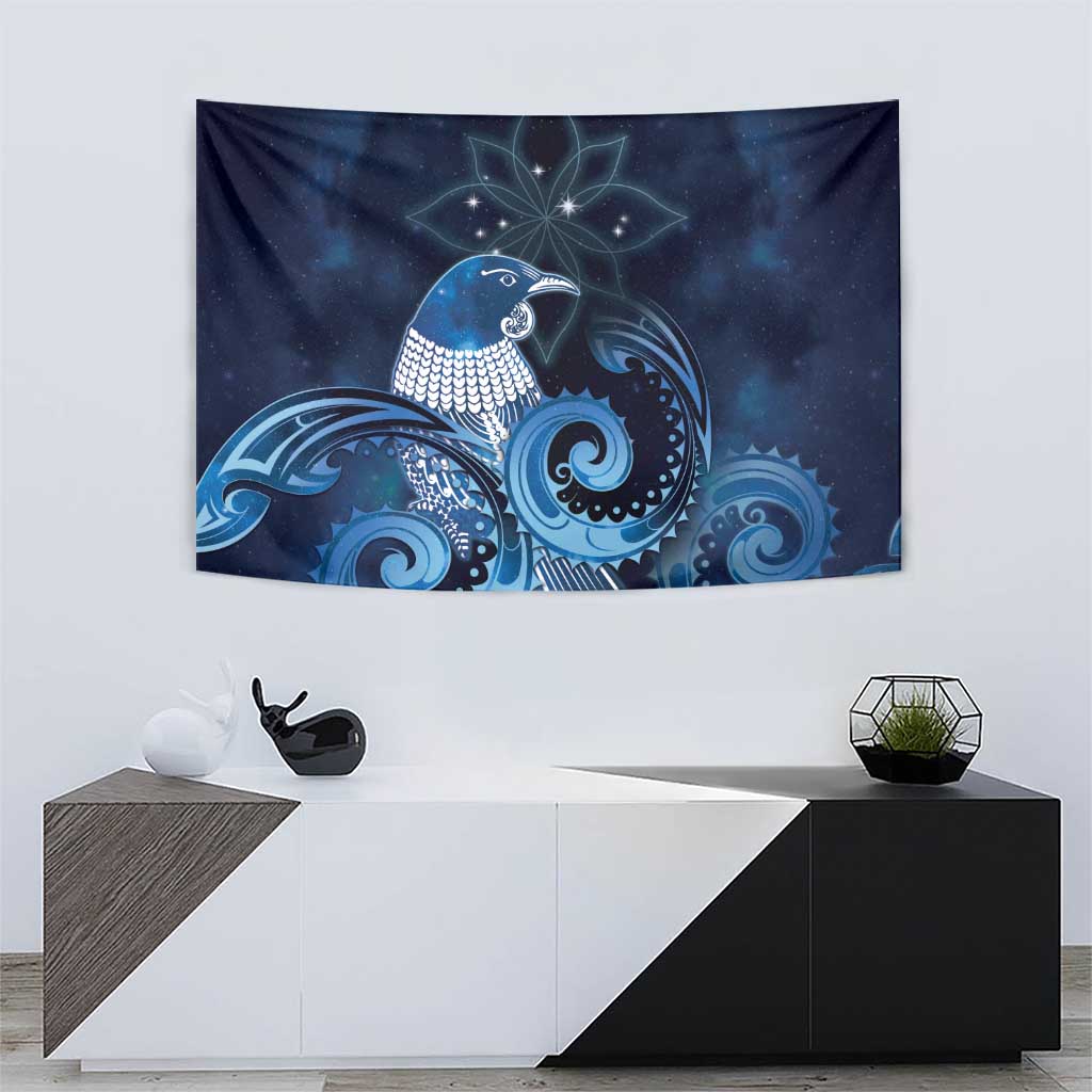 New Zealand Matariki Tapestry Maori Tui Bird Blue Galaxy DT05 - Polynesian Pride