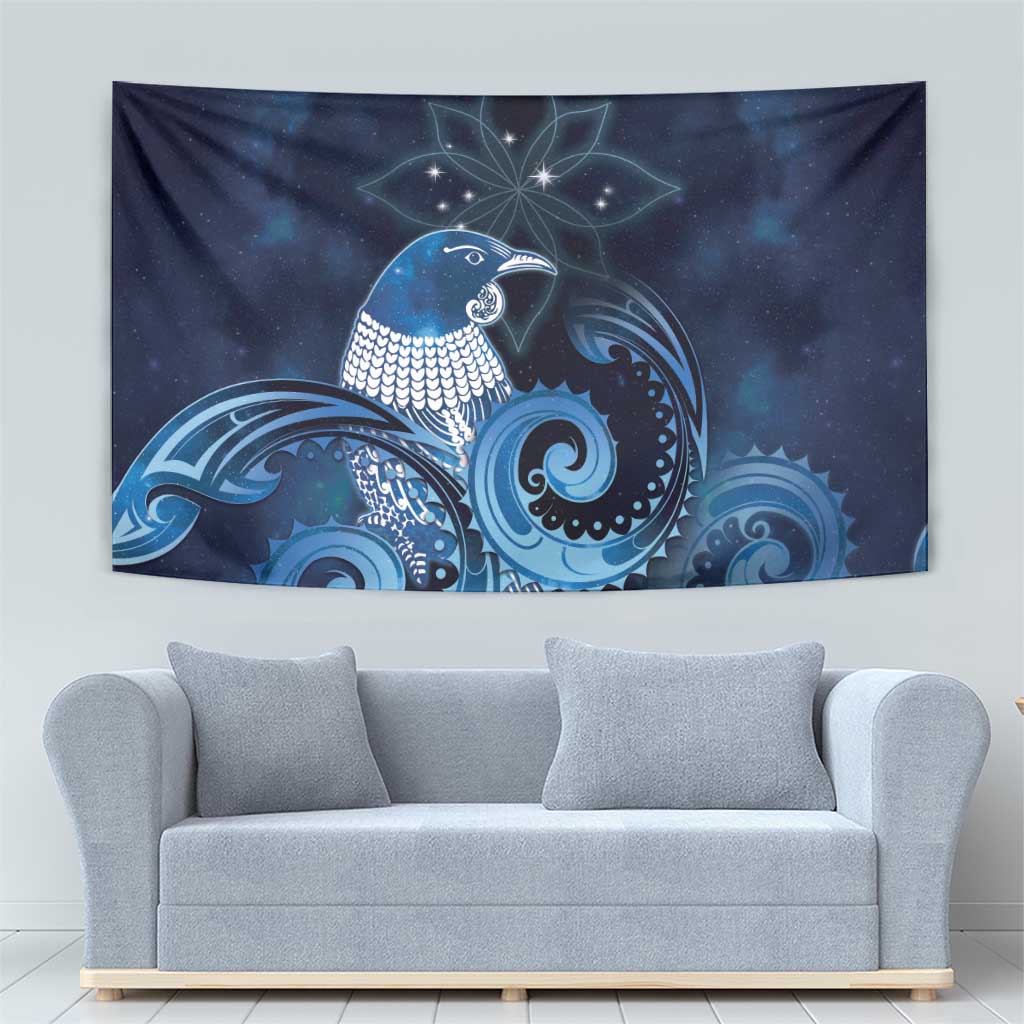 New Zealand Matariki Tapestry Maori Tui Bird Blue Galaxy DT05 - Polynesian Pride