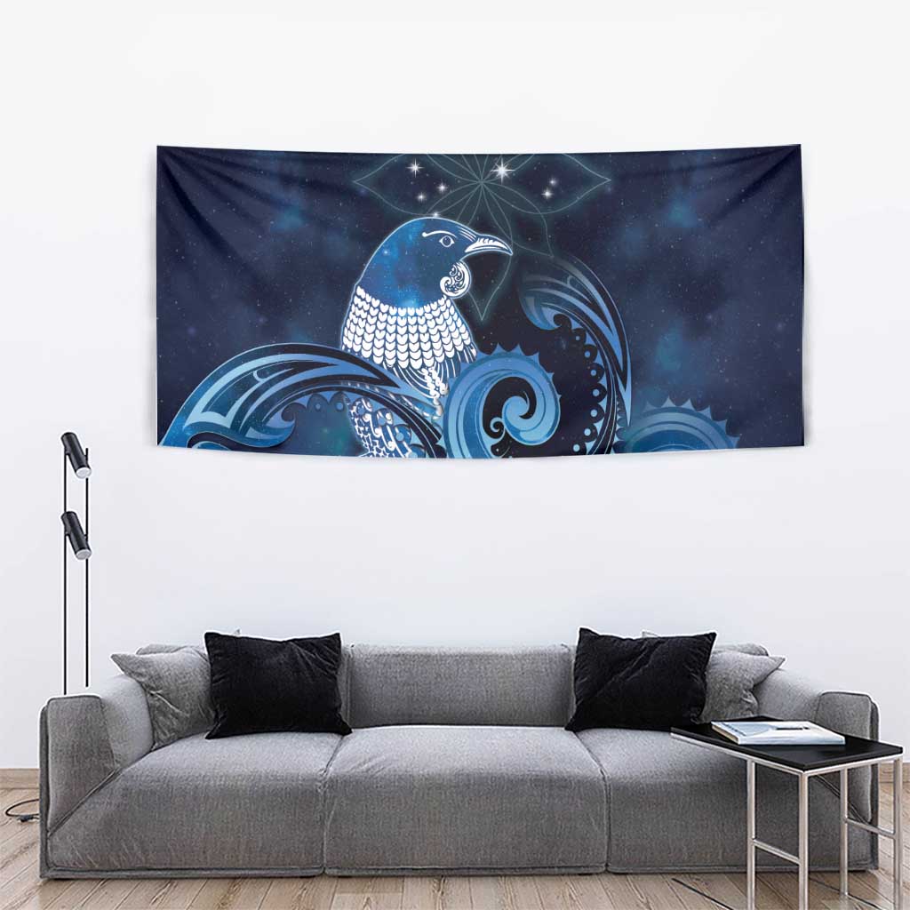 New Zealand Matariki Tapestry Maori Tui Bird Blue Galaxy DT05 - Polynesian Pride