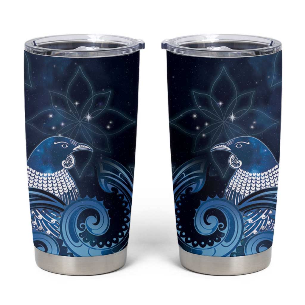 New Zealand Matariki Tumbler Cup Maori Tui Bird Blue Galaxy