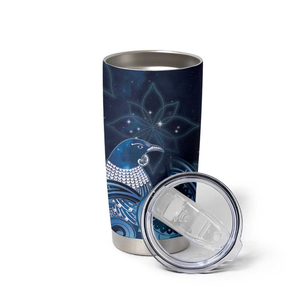 New Zealand Matariki Tumbler Cup Maori Tui Bird Blue Galaxy