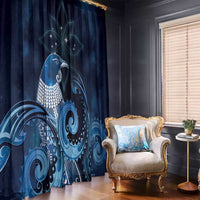 New Zealand Matariki Window Curtain Maori Tui Bird Blue Galaxy DT05 - Polynesian Pride