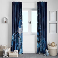 New Zealand Matariki Window Curtain Maori Tui Bird Blue Galaxy DT05 - Polynesian Pride