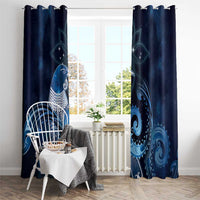 New Zealand Matariki Window Curtain Maori Tui Bird Blue Galaxy DT05 - Polynesian Pride