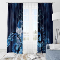 New Zealand Matariki Window Curtain Maori Tui Bird Blue Galaxy DT05 - Polynesian Pride