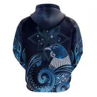 New Zealand Matariki Zip Hoodie Maori Tui Bird Blue Galaxy DT05 - Polynesian Pride