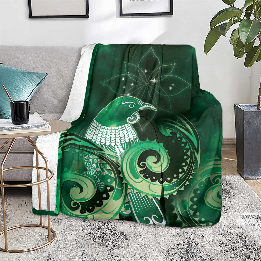 New Zealand Matariki Blanket Maori Tui Bird Green Galaxy DT05 - Polynesian Pride