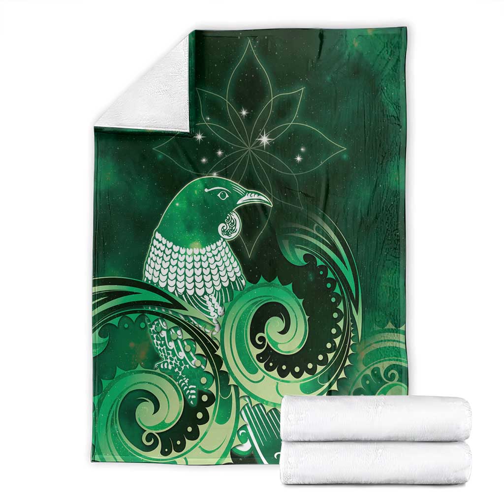 New Zealand Matariki Blanket Maori Tui Bird Green Galaxy DT05 - Polynesian Pride