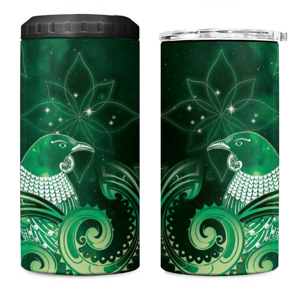 New Zealand Matariki 4 in 1 Can Cooler Tumbler Maori Tui Bird Green Galaxy DT05 One Size: 16 oz Green - Polynesian Pride