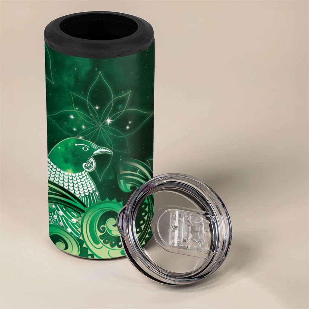 New Zealand Matariki 4 in 1 Can Cooler Tumbler Maori Tui Bird Green Galaxy DT05 - Polynesian Pride