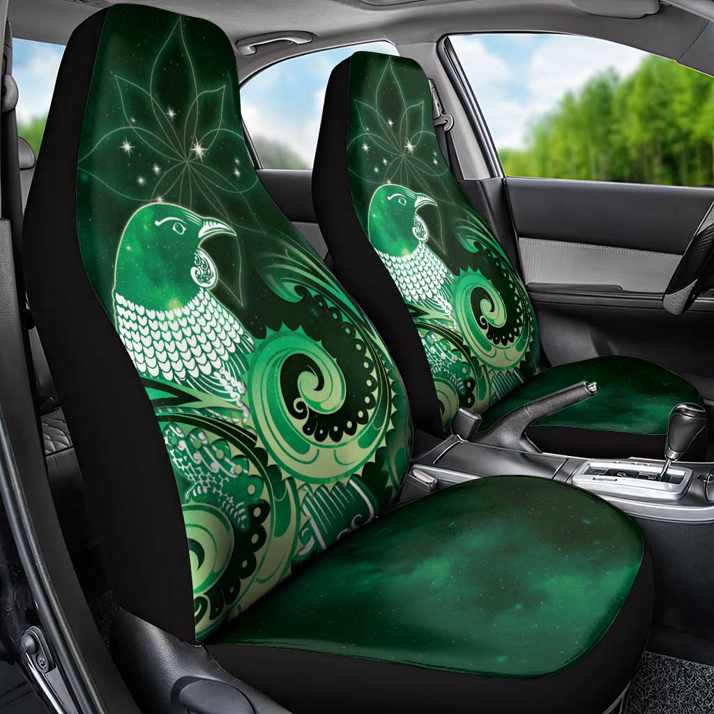 New Zealand Matariki Car Seat Cover Maori Tui Bird Green Galaxy