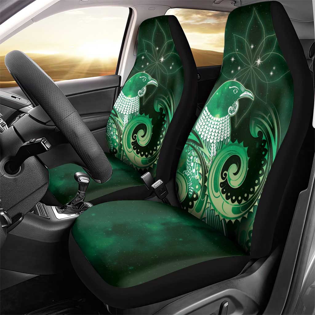 New Zealand Matariki Car Seat Cover Maori Tui Bird Green Galaxy