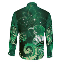 New Zealand Matariki Family Matching Tank Maxi Dress and Hawaiian Shirt Maori Tui Bird Green Galaxy