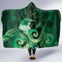 New Zealand Matariki Hooded Blanket Maori Tui Bird Green Galaxy