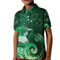 New Zealand Matariki Kid Polo Shirt Maori Tui Bird Green Galaxy DT05 Kid Green - Polynesian Pride