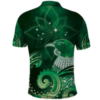 New Zealand Matariki Polo Shirt Maori Tui Bird Green Galaxy
