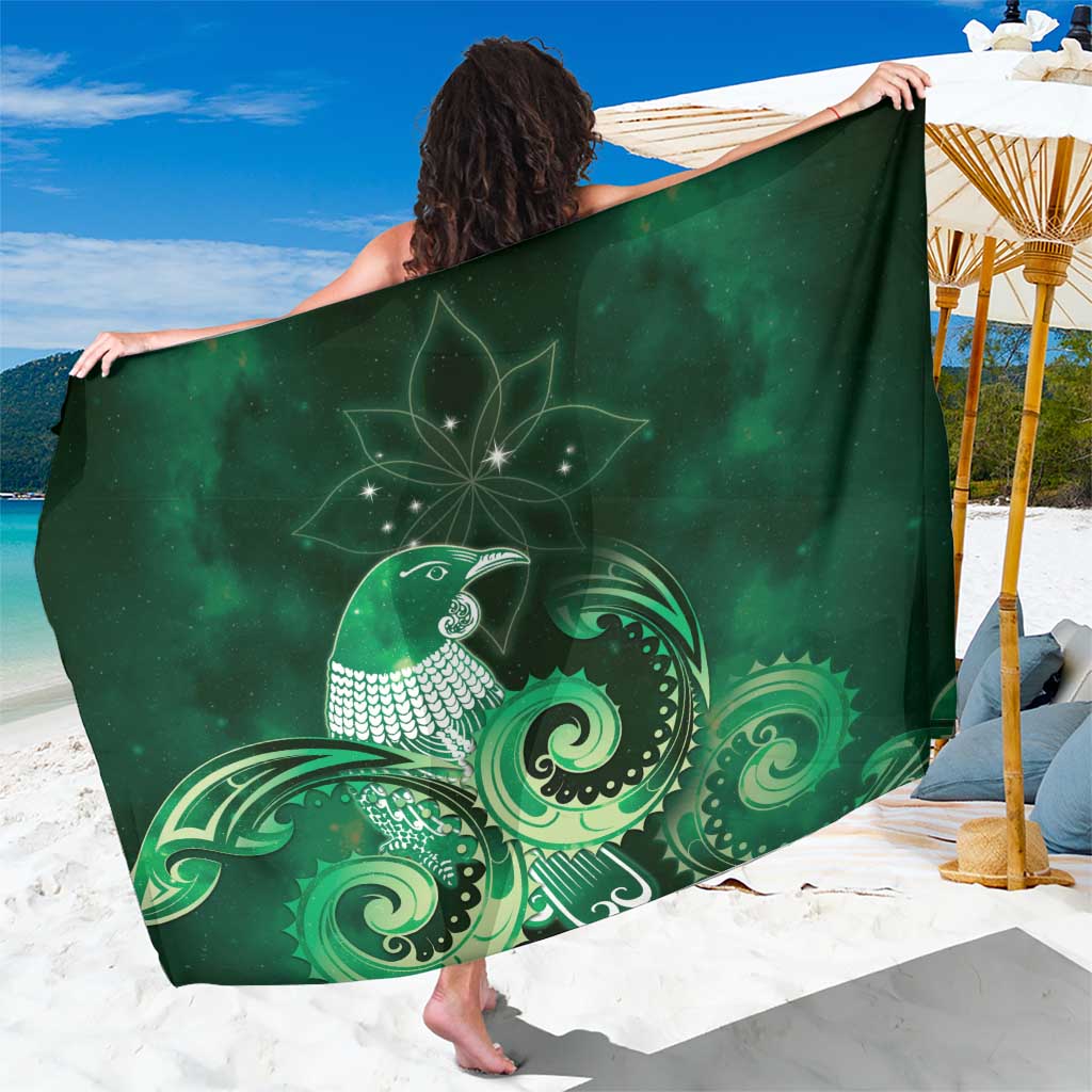 New Zealand Matariki Sarong Maori Tui Bird Green Galaxy