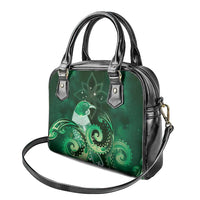 New Zealand Matariki Shoulder Handbag Maori Tui Bird Green Galaxy