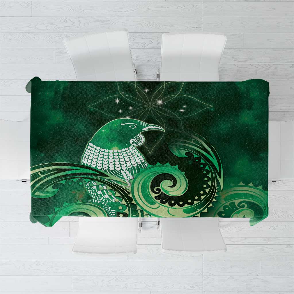 New Zealand Matariki Tablecloth Maori Tui Bird Green Galaxy