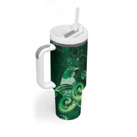 New Zealand Matariki Tumbler With Handle Maori Tui Bird Green Galaxy DT05 - Polynesian Pride