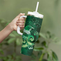 New Zealand Matariki Tumbler With Handle Maori Tui Bird Green Galaxy DT05 - Polynesian Pride