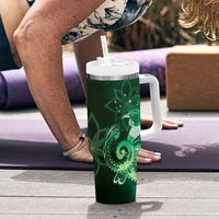 New Zealand Matariki Tumbler With Handle Maori Tui Bird Green Galaxy DT05 - Polynesian Pride
