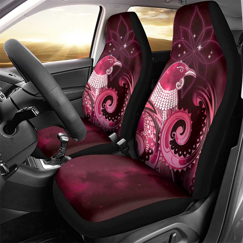 New Zealand Matariki Car Seat Cover Maori Tui Bird Magenta Galaxy