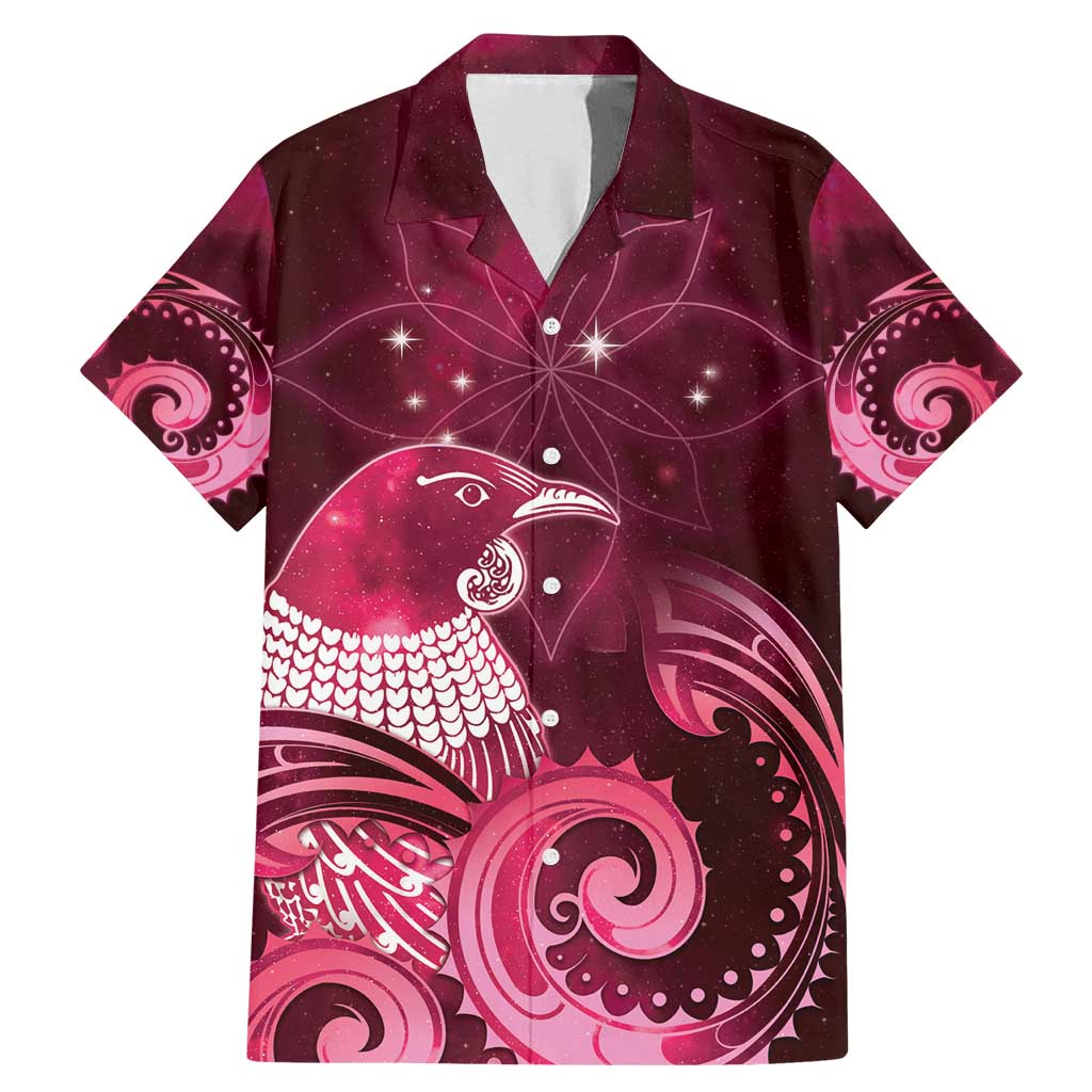 New Zealand Matariki Family Matching Mermaid Dress and Hawaiian Shirt Maori Tui Bird Magenta Galaxy