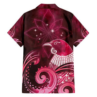 New Zealand Matariki Family Matching Puletasi and Hawaiian Shirt Maori Tui Bird Magenta Galaxy DT05 - Polynesian Pride