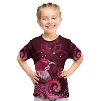 New Zealand Matariki Kid T Shirt Maori Tui Bird Magenta Galaxy DT05 Magenta - Polynesian Pride