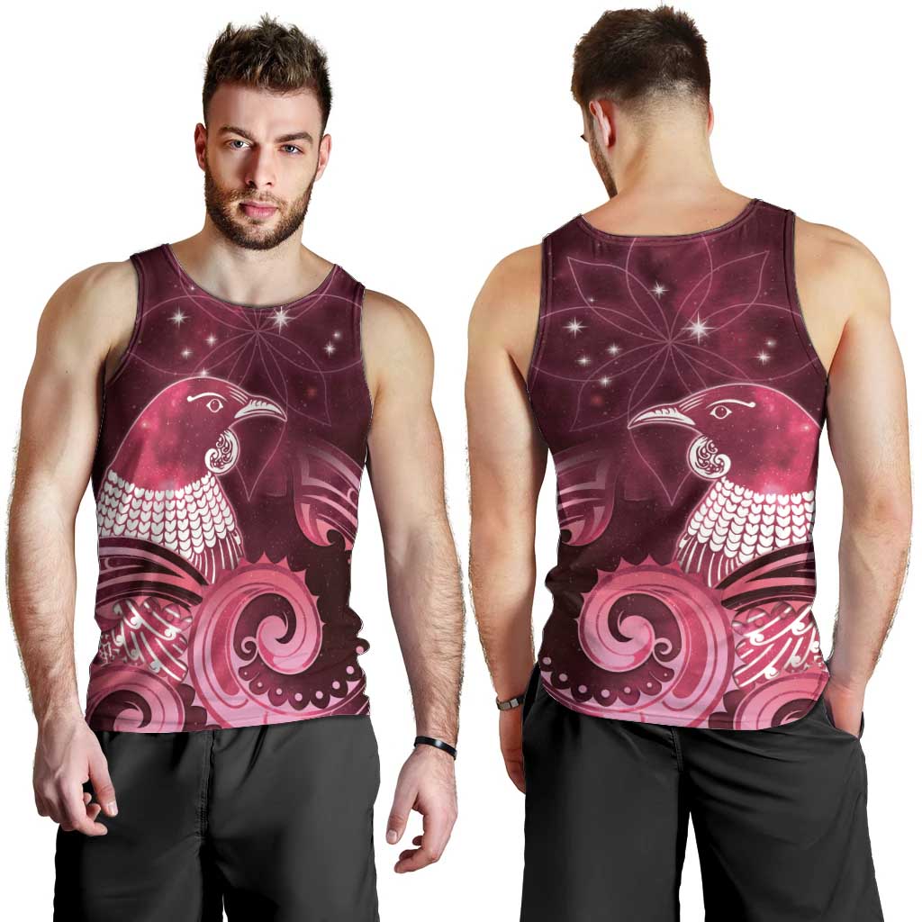 New Zealand Matariki Men Tank Top Maori Tui Bird Magenta Galaxy