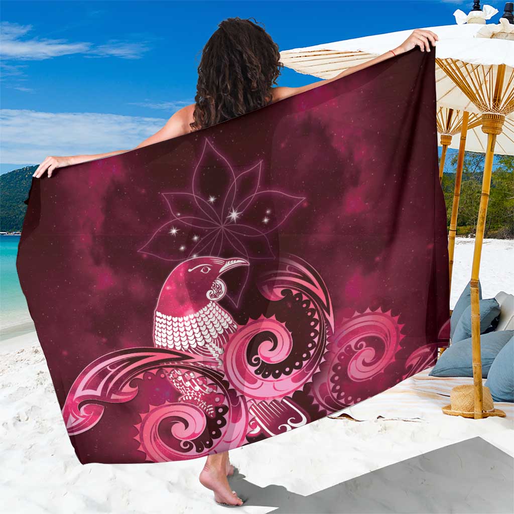 New Zealand Matariki Sarong Maori Tui Bird Magenta Galaxy