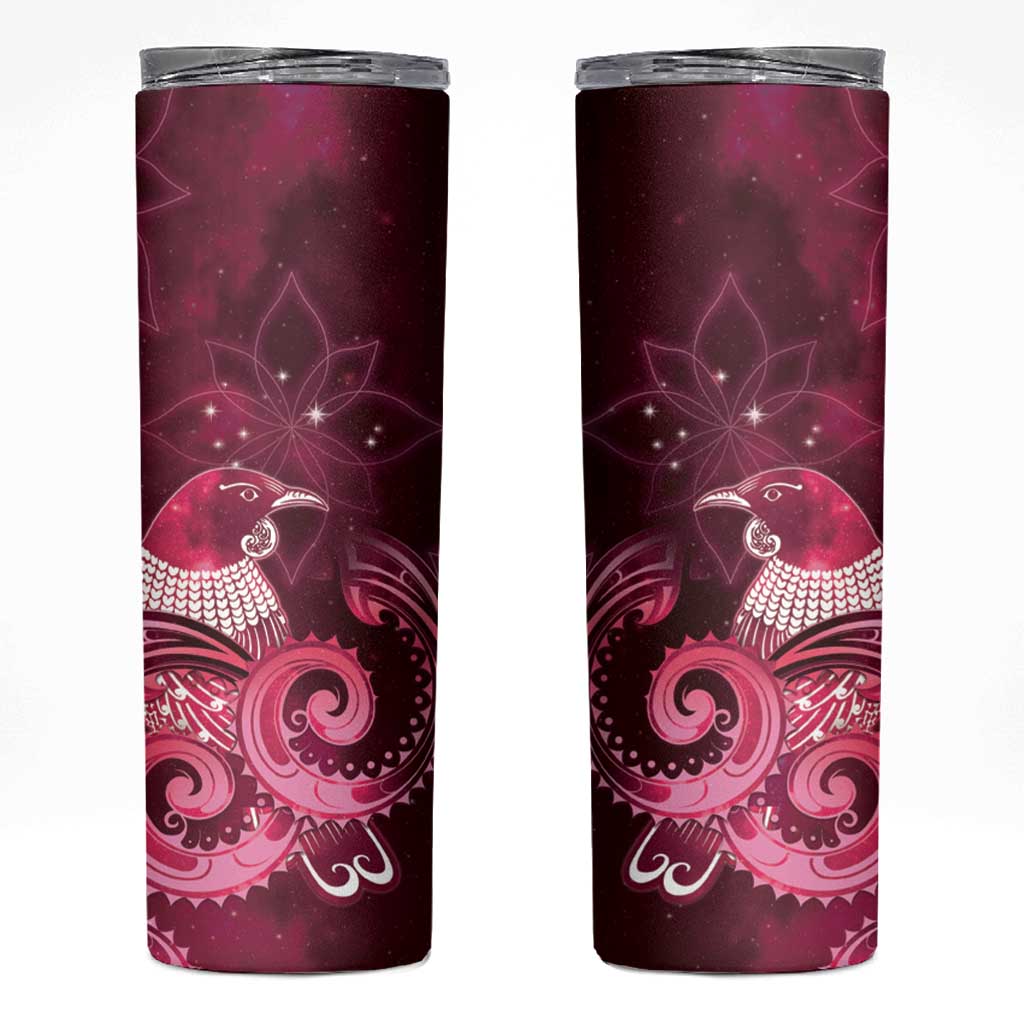 New Zealand Matariki Skinny Tumbler Maori Tui Bird Magenta Galaxy DT05 Magenta - Polynesian Pride