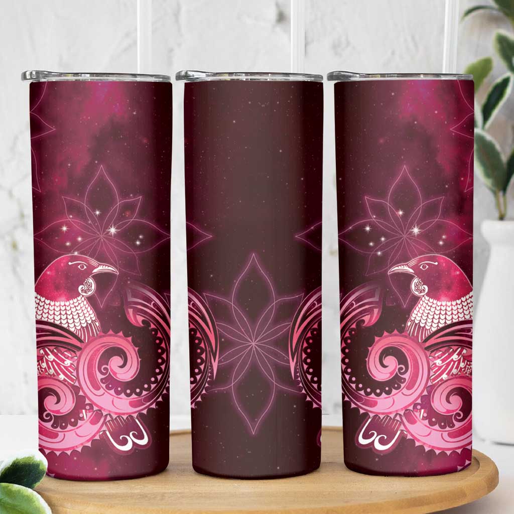New Zealand Matariki Skinny Tumbler Maori Tui Bird Magenta Galaxy DT05 - Polynesian Pride