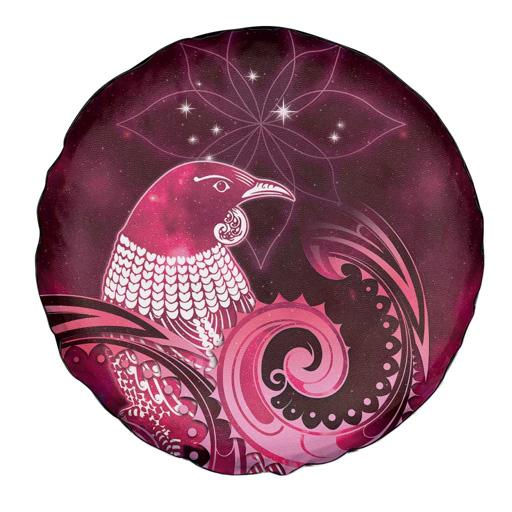 New Zealand Matariki Spare Tire Cover Maori Tui Bird Magenta Galaxy