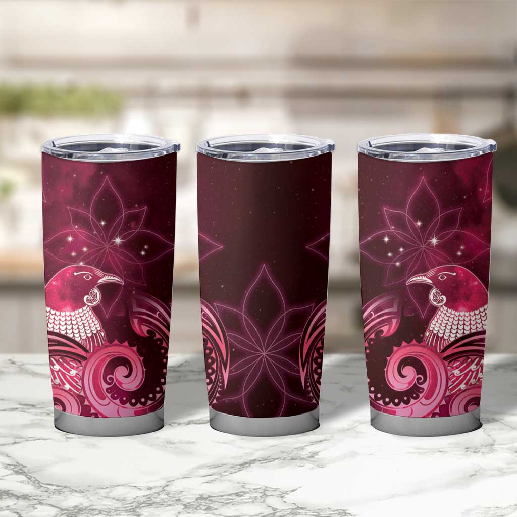 New Zealand Matariki Tumbler Cup Maori Tui Bird Magenta Galaxy DT05 - Polynesian Pride