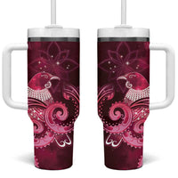 New Zealand Matariki Tumbler With Handle Maori Tui Bird Magenta Galaxy DT05 One Size: 40 oz Magenta - Polynesian Pride