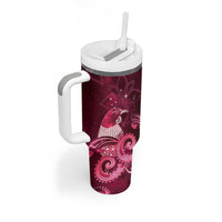 New Zealand Matariki Tumbler With Handle Maori Tui Bird Magenta Galaxy DT05 - Polynesian Pride