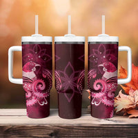 New Zealand Matariki Tumbler With Handle Maori Tui Bird Magenta Galaxy DT05 - Polynesian Pride